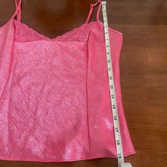 Vintage Victoria’s Secret Cami Crinkle Satin Pink Tank Top Gold Label Adjustable - Picture 6 of 11